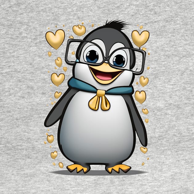 Cute Penguin with Glasses by Elle Beth Art